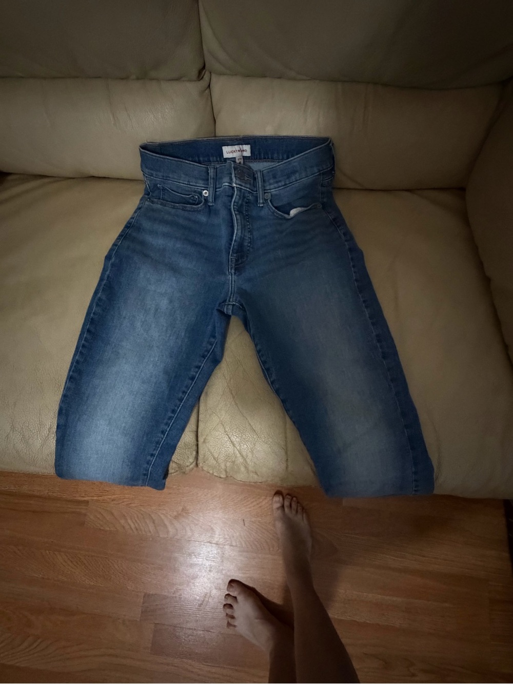 Lucky Brand Blue Denim Jeans with Leather Logo